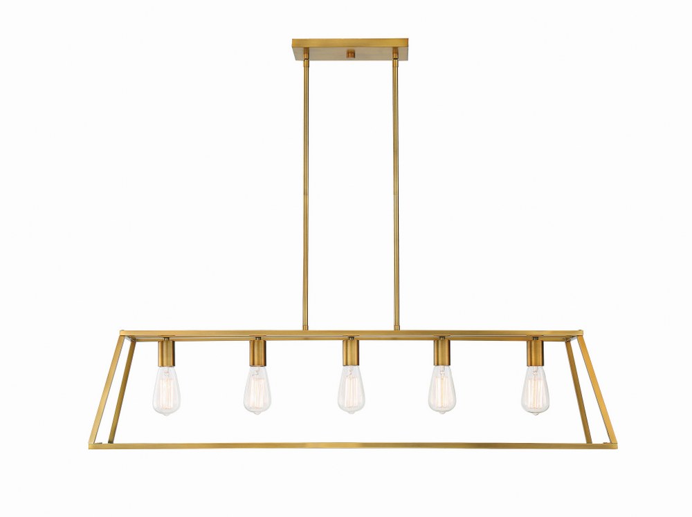 Savoy House-1-327-5-322-5 Light Linear Chandelier-Traditional Style with Contemporary and Eclectic Inspirations-10.5 inches tall by 11 inches wide   Warm Brass Finish