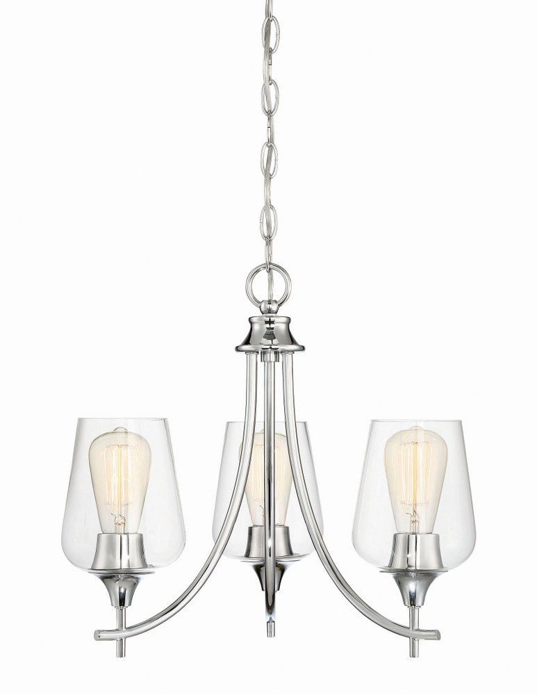 Savoy House-1-4031-3-11-3 Light Chandelier-Transitional Style with Contemporary and Bohemian Inspirations-16 inches tall by 18 inches wide Polished Chrome  English Bronze Finish with Clear Glass