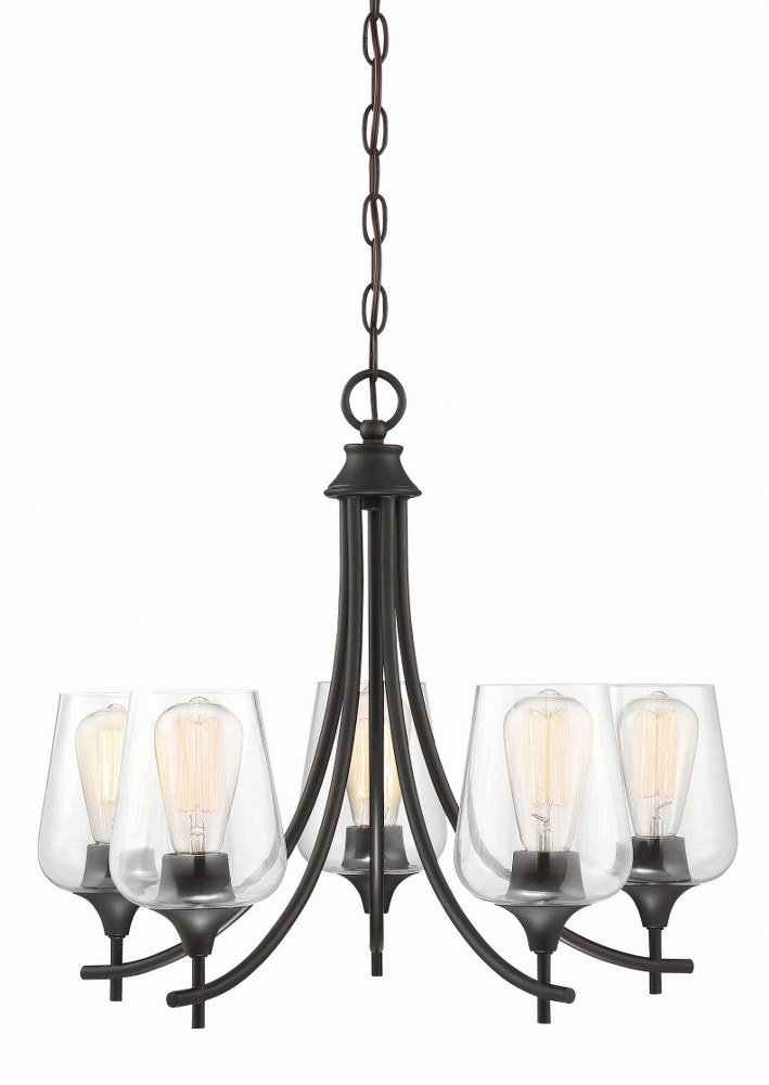 Savoy House-1-4032-5-13-5 Light Chandelier-Transitional Style with Contemporary and Bohemian Inspirations-18.5 inches tall by 23 inches wide English Bronze  Warm Brass Finish with Clear Glass