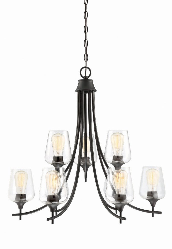 Savoy House-1-4033-9-13-9 Light Chandelier-Transitional Style with Contemporary and Bohemian Inspirations-28.5 inches tall by 30 inches wide English Bronze  Warm Brass Finish with Clear Glass