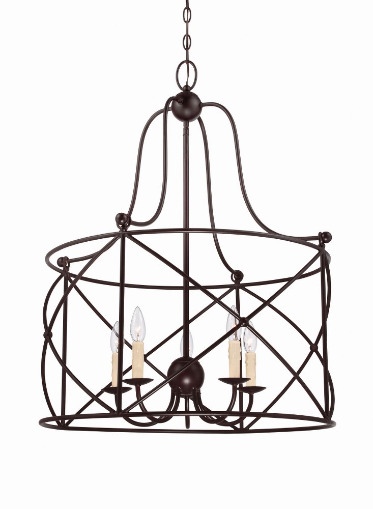 Savoy House-1-4072-5-13-5 Light Pendant-Transitional Style with Farmhouse and Rustic Inspirations-32.38 inches tall by 25.5 inches wide   English Bronze Finish