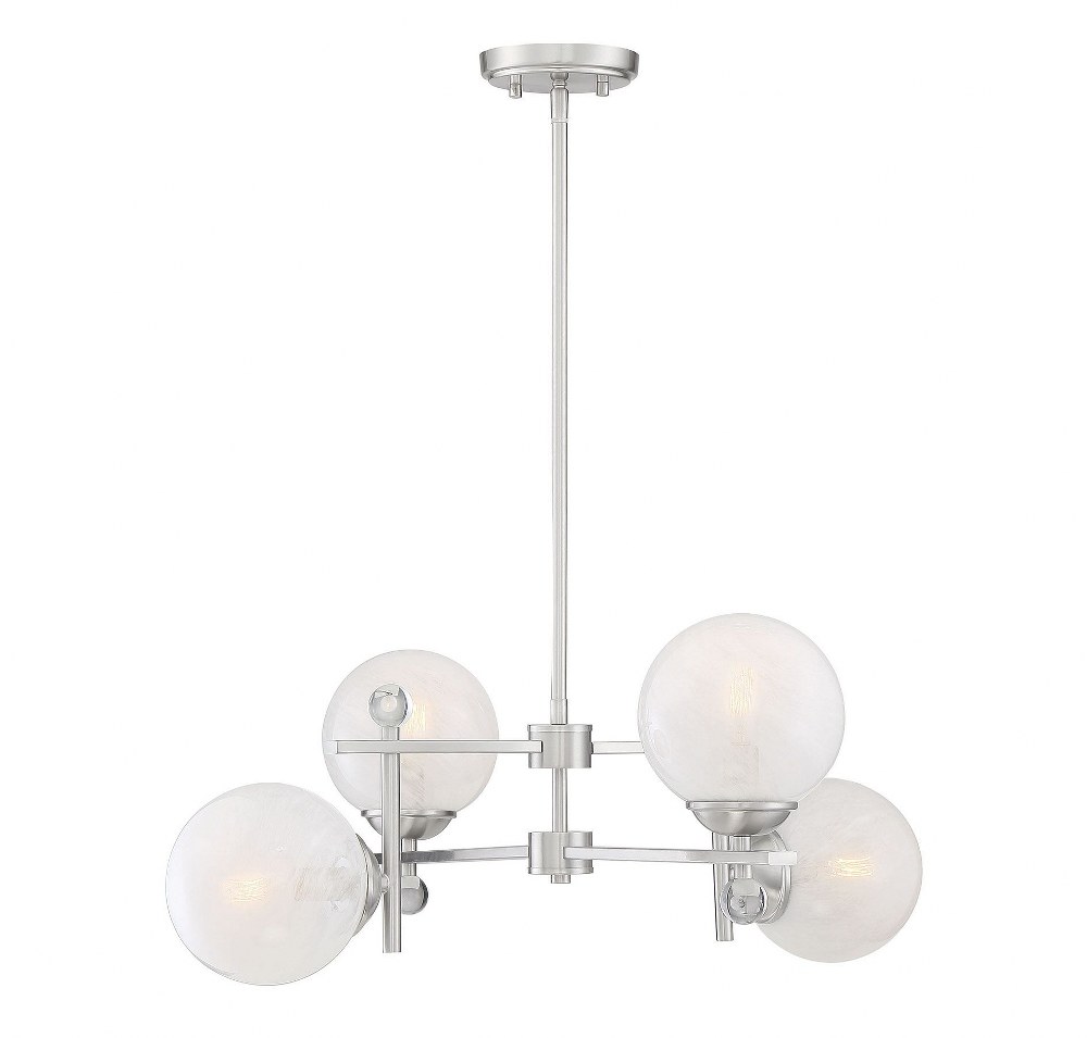 Savoy House-1-4501-4-SN-4 Light Chandelier-Mid-Century Modern Style with Modern and Contemporary Inspirations-11 inches tall by 26 inches wide   4 Light Chandelier-Mid-Century Modern Style with Modern