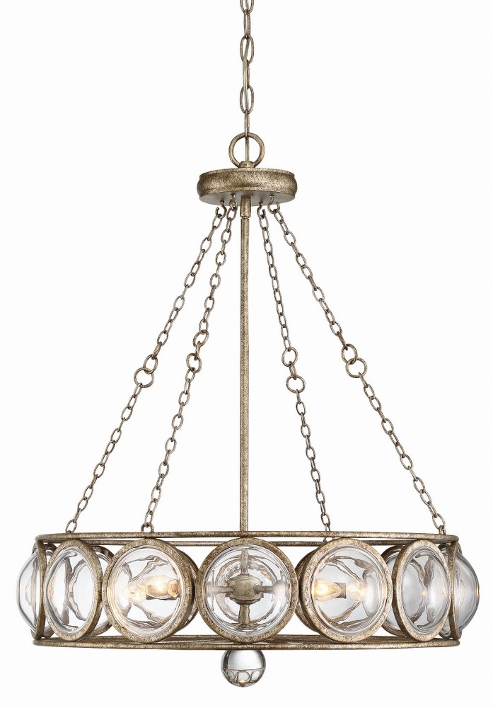 Savoy House-1-6700-5-114-5 Light Chandelier-Glam Style with Mid-Century Modern and Vintage Inspirations-28 inches tall by 24 inches wide   Brittannia Gold Finish with Clear Glass