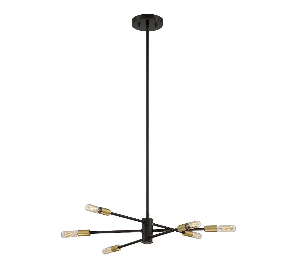 Savoy House-1-7000-6-77-Lyrique - 6 Light Chandelier in Industrial Style-7 Inches Tall and 21.75 Inches Wide Bronze/Brass  Bronze/Brass Finish