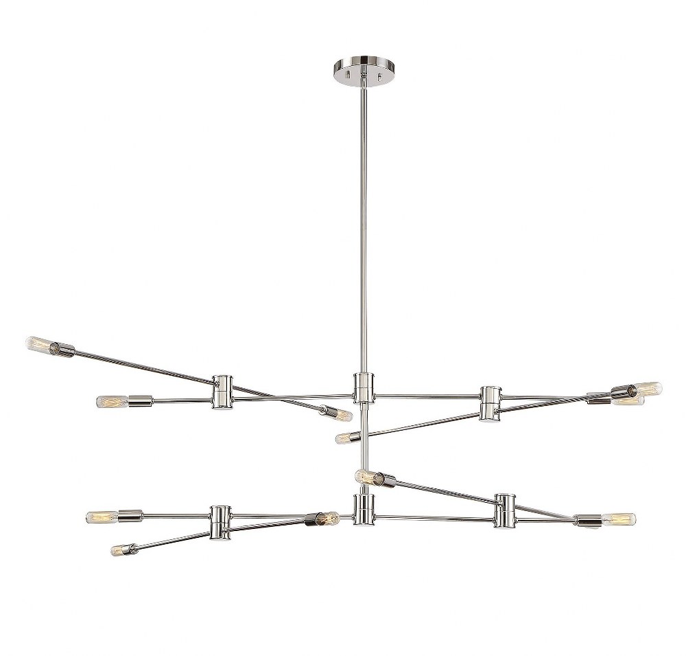 Savoy House-1-7001-12-109-Lyrique - 12 Light Chandelier in Industrial Style-15 Inches Tall and 54.25 Inches Wide Polished Nickel  Bronze/Brass Finish