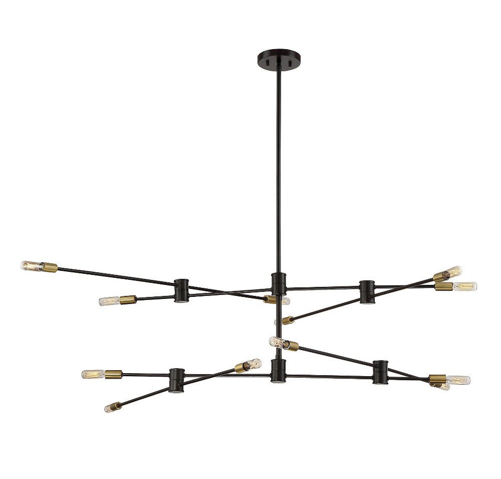 Savoy House-1-7001-12-77-Lyrique - 12 Light Chandelier in Industrial Style-15 Inches Tall and 54.25 Inches Wide Bronze/Brass  Bronze/Brass Finish