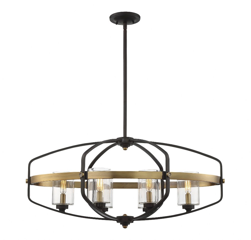 Savoy House-1-8042-6-79-6 Light Linear Chandelier-Bohemian Style with Eclectic and Scandinavian Inspirations-20.75 inches tall by 32.25 inches wide   English Bronze/Warm Brass Finish with Clear Glass