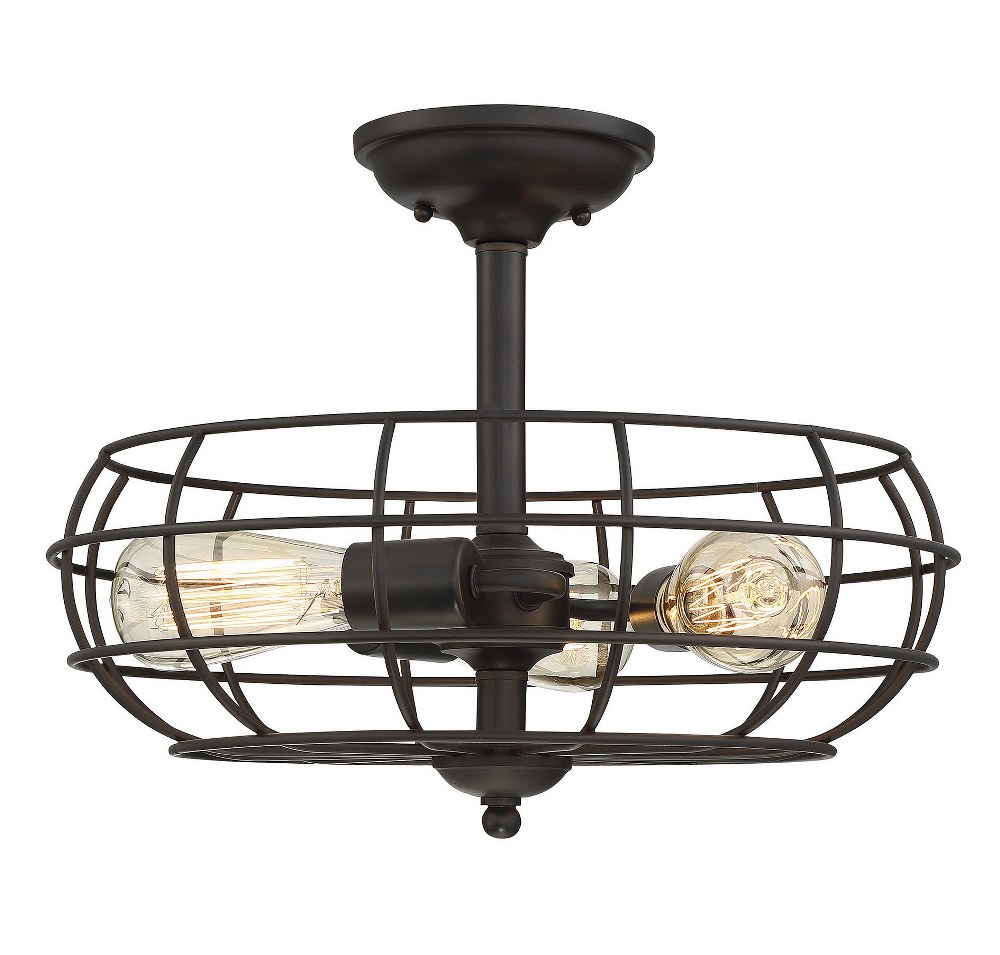 Savoy House-1-8075-3-13-3 Light Semi-Flush Mount-Industrial Style with Rustic Inspirations-12.5 inches tall by 16 inches wide   English Bronze Finish