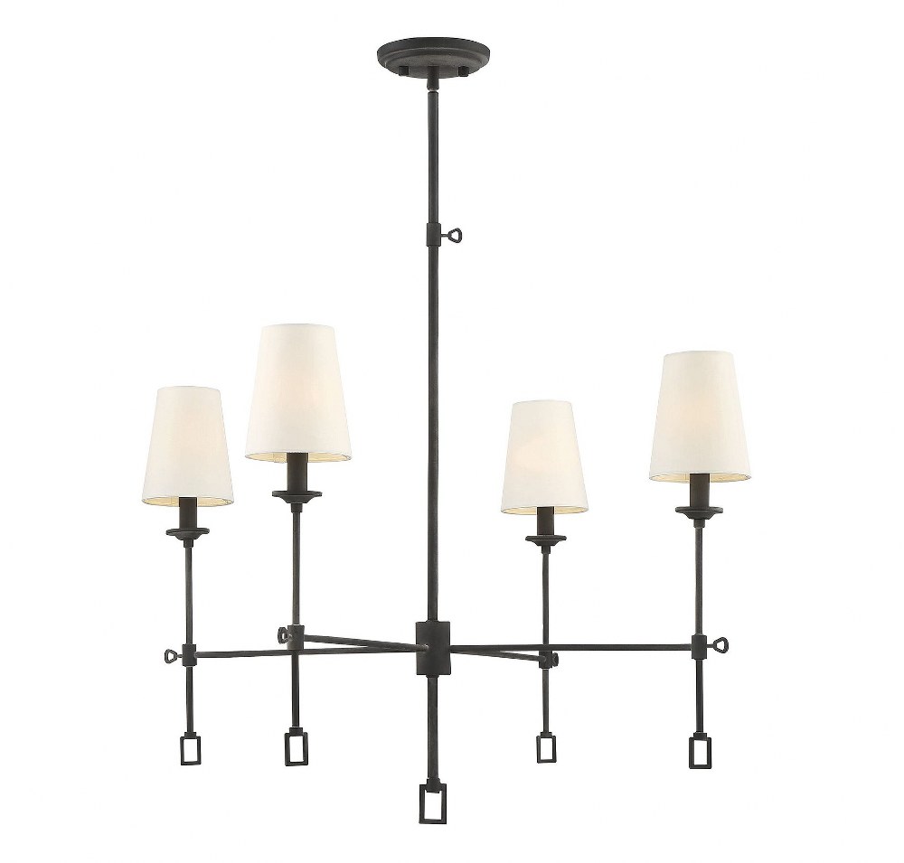 Savoy House-1-9000-4-88-4 Light Chandelier-Farmhouse Style with Rustic and Traditional Inspirations-27 inches tall by 30 inches wide   Oxidized Black Finish with Soft White Fabric Shade