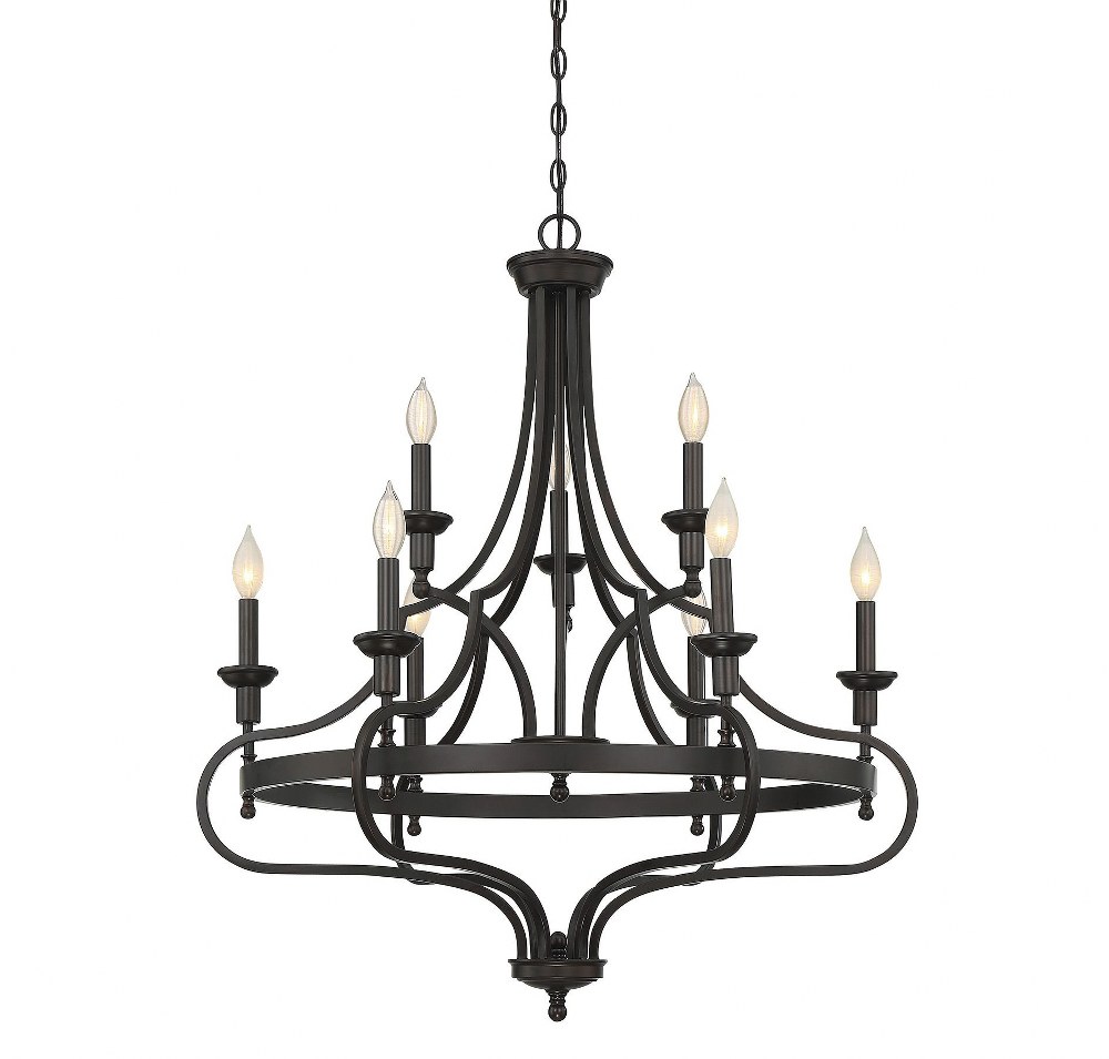 Savoy House-1-9083-9-13-9 Light Chandelier-Traditional Style with Transitional and Farmhouse Inspirations-37 inches tall by 32 inches wide   English Bronze Finish