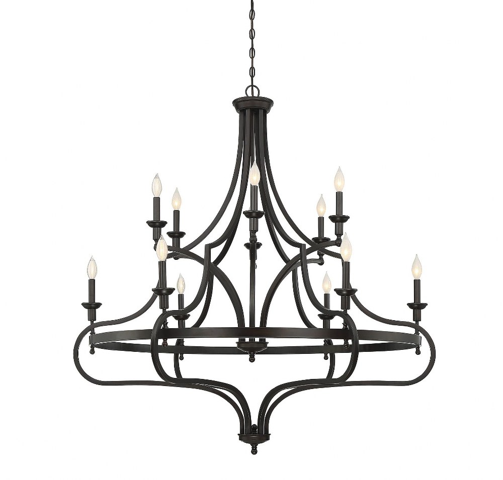 Savoy House-1-9084-12-13-12 Light Chandelier-Traditional Style with Transitional and Farmhouse Inspirations-50.5 inches tall by 48 inches wide   English Bronze Finish