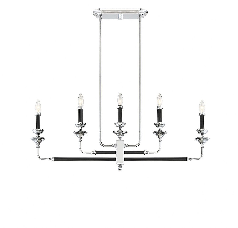 Savoy House-1-9851-5-67-5 Light Linear Chandelier-Traditional Style with Transitional and Eclectic Inspirations-14 inches tall by 3 inches wide   5 Light Linear Chandelier-Traditional Style with Trans