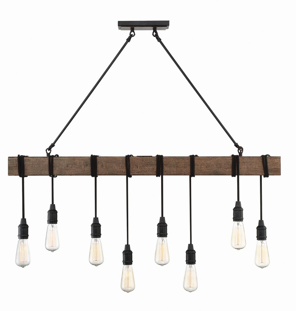 Savoy House-1-990-8-41-8 Light Linear Chandelier-Industrial Style with Rustic and Farmhouse Inspirations-38.25 inches tall by 5 inches wide   Durango Finish