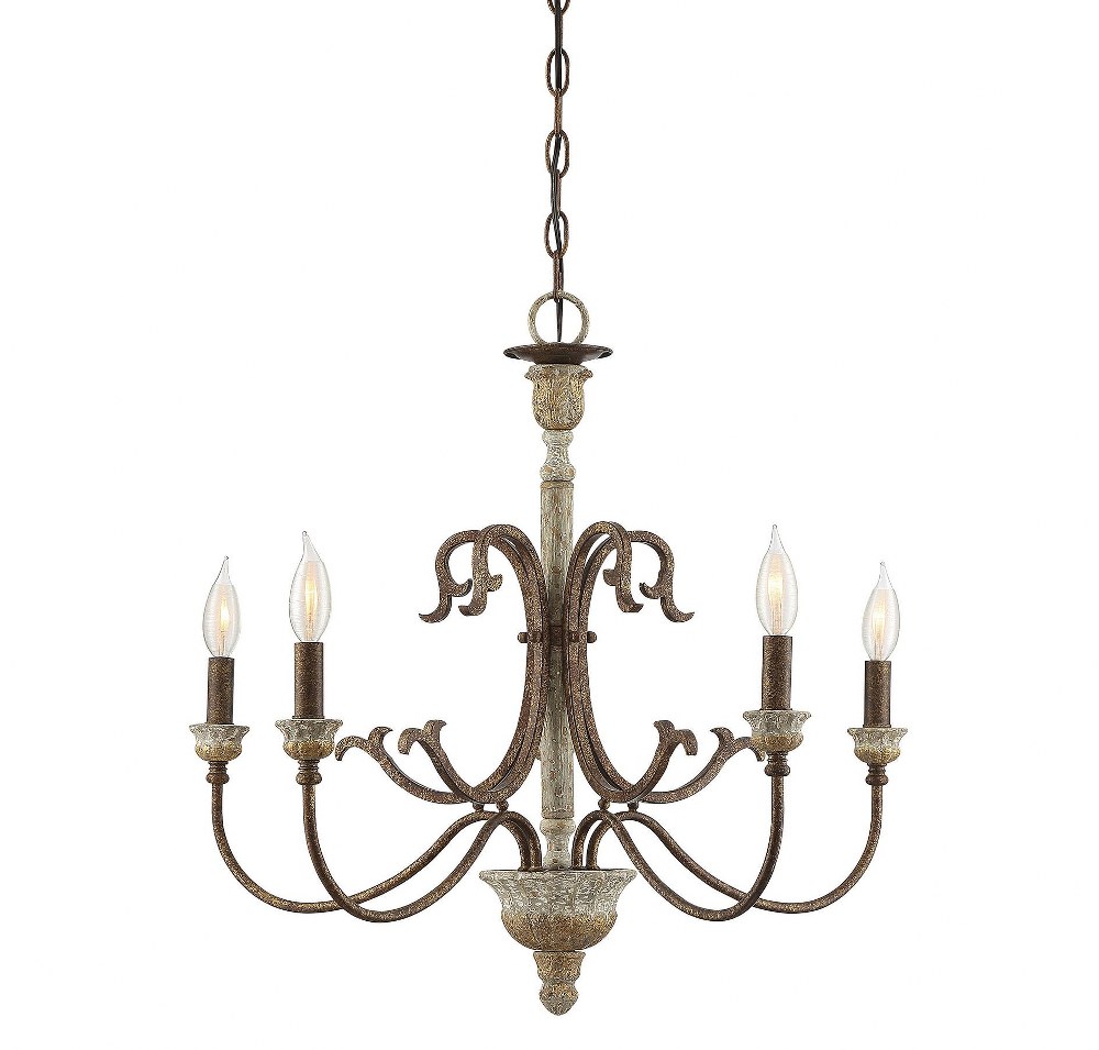 Savoy House-1-9980-5-94-5 Light Chandelier-Shabby Chic Style with Farmhouse and Rustic Inspirations-23 inches tall by 26 inches wide   5 Light Chandelier-Shabby Chic Style with Farmhouse and Rustic In