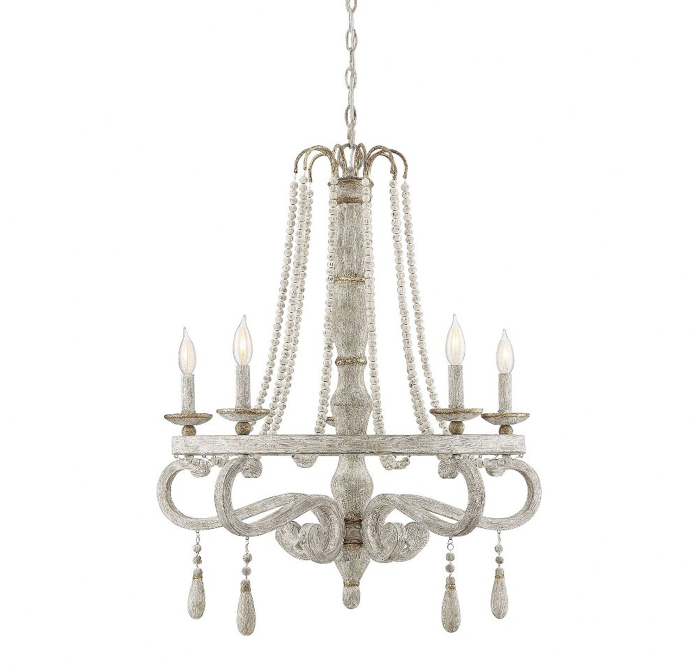 Savoy House-1-9993-5-155-5 Light Chandelier-Shabby Chic Style with Farmhouse and Rustic Inspirations-31 inches tall by 28 inches wide   5 Light Chandelier-Shabby Chic Style with Farmhouse and Rustic I