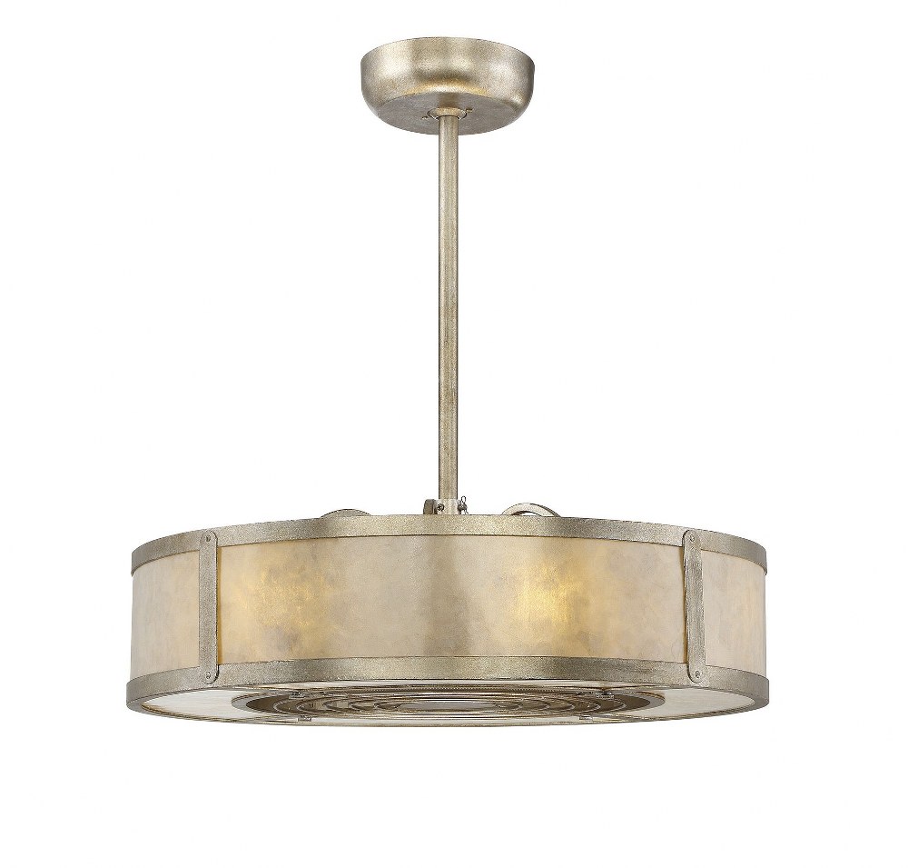 Savoy House-26-335-FD-272-36W 6 LED Fandelier-Transitional Style with Mid-Century Modern Inspirations-8.5 inches tall by 26 inches wide   Silver Dust Finish with Silver Blade Finish with Cream Mica Gl