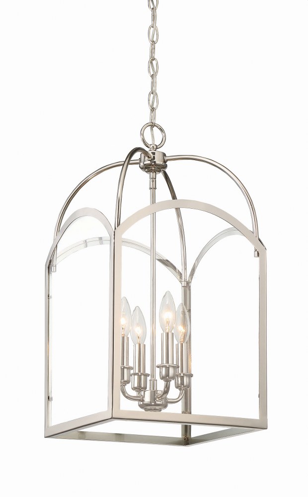 Savoy House-3-3055-4-109-4 Light Foyer-Traditional Style with Transitional and Bohemian Inspirations-23 inches tall by 12 inches wide Polished Nickel  English Bronze Finish with Clear Glass