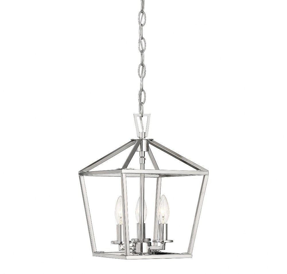 Savoy House-3-320-3-109-3 Light Foyer-Transitional Style with Contemporary and Farmhouse Inspirations-15 inches tall by 10 inches wide Polished Nickel  Satin Nickel Finish