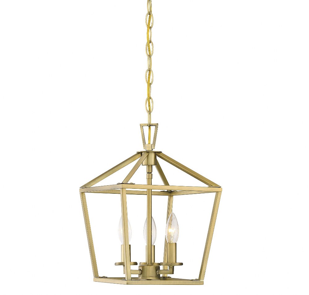 Savoy House-3-320-3-322-3 Light Foyer-Transitional Style with Contemporary and Farmhouse Inspirations-15 inches tall by 10 inches wide Warm Brass  Satin Nickel Finish