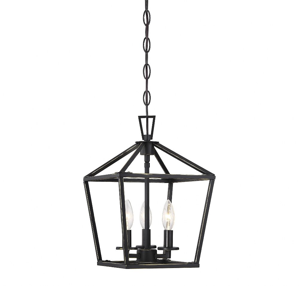 Savoy House-3-320-3-44-3 Light Foyer-Transitional Style with Contemporary and Farmhouse Inspirations-15 inches tall by 10 inches wide Classic Bronze  Satin Nickel Finish