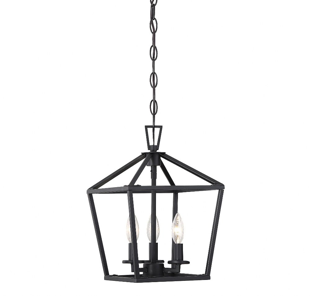 Savoy House-3-320-3-89-3 Light Foyer-Transitional Style with Contemporary and Farmhouse Inspirations-15 inches tall by 10 inches wide Matte Black  Satin Nickel Finish