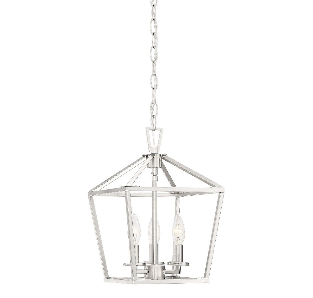 Savoy House-3-320-3-SN-3 Light Foyer-Transitional Style with Contemporary and Farmhouse Inspirations-15 inches tall by 10 inches wide Satin Nickel  Satin Nickel Finish