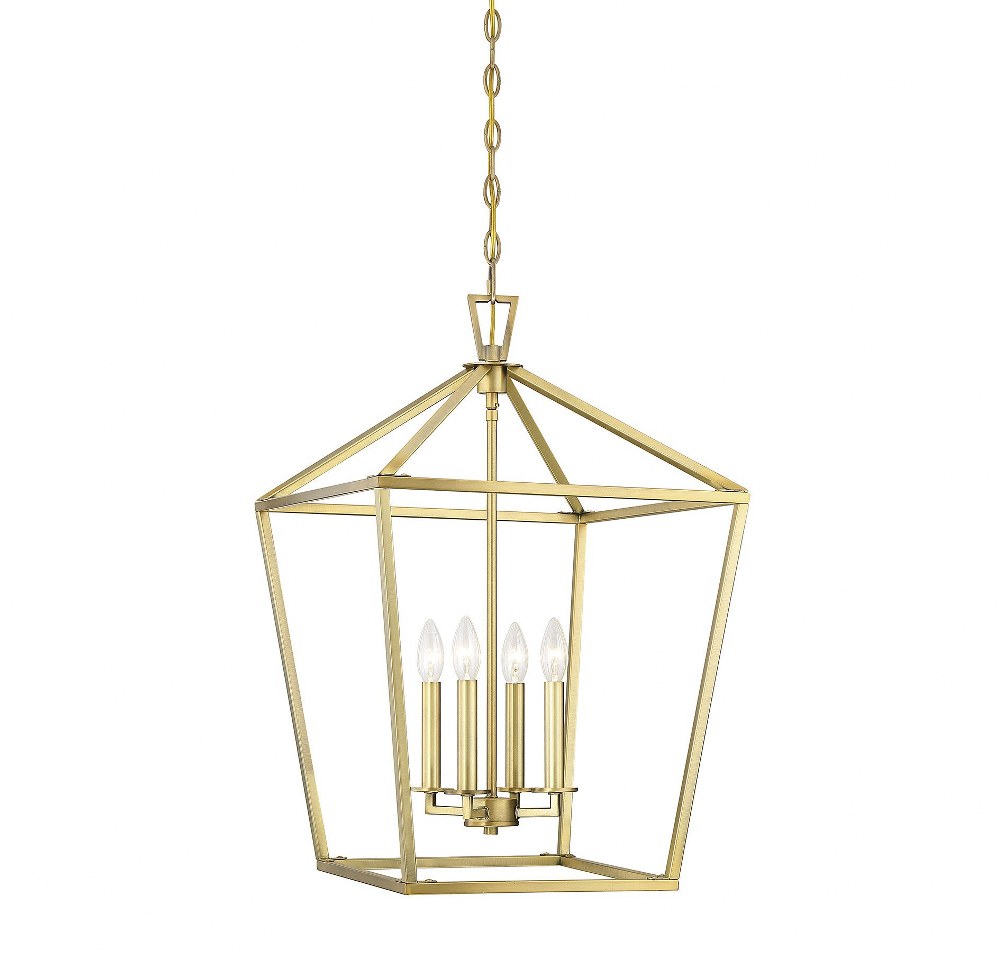 Savoy House-3-321-4-322-4 Light Foyer-Traditional Style with Transitional and Bohemian Inspirations-26 inches tall by 17 inches wide Warm Brass  Satin Nickel Finish