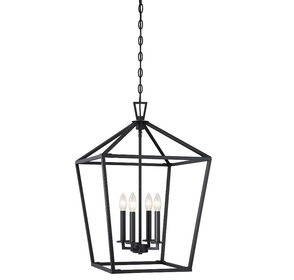 Savoy House-3-321-4-89-4 Light Foyer-Traditional Style with Transitional and Bohemian Inspirations-26 inches tall by 17 inches wide Matte Black  Satin Nickel Finish