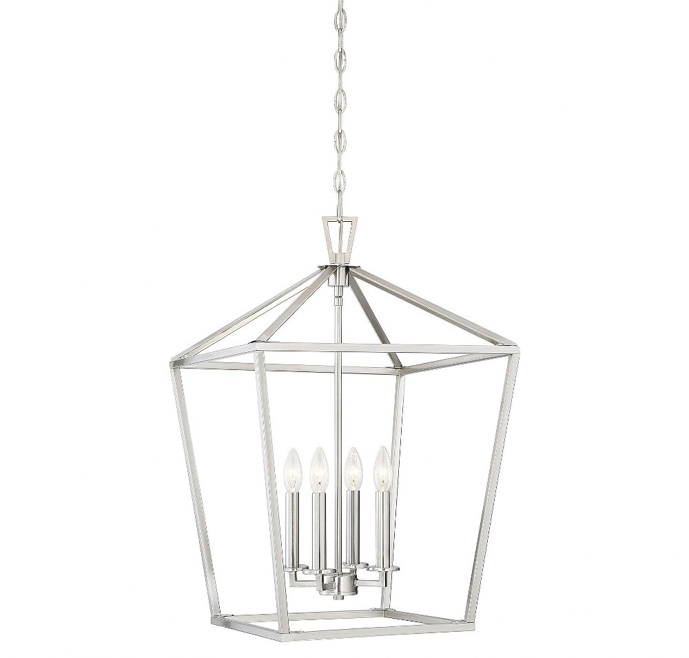 Savoy House-3-321-4-SN-4 Light Foyer-Traditional Style with Transitional and Bohemian Inspirations-26 inches tall by 17 inches wide Satin Nickel  Satin Nickel Finish