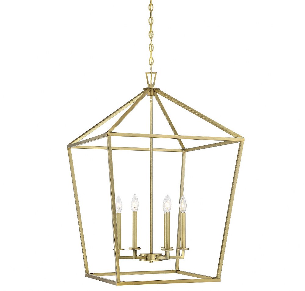 Savoy House-3-322-6-322-6 Light Foyer-Traditional Style with Transitional and Bohemian Inspirations-36.5 inches tall by 24 inches wide Warm Brass  Satin Nickel Finish