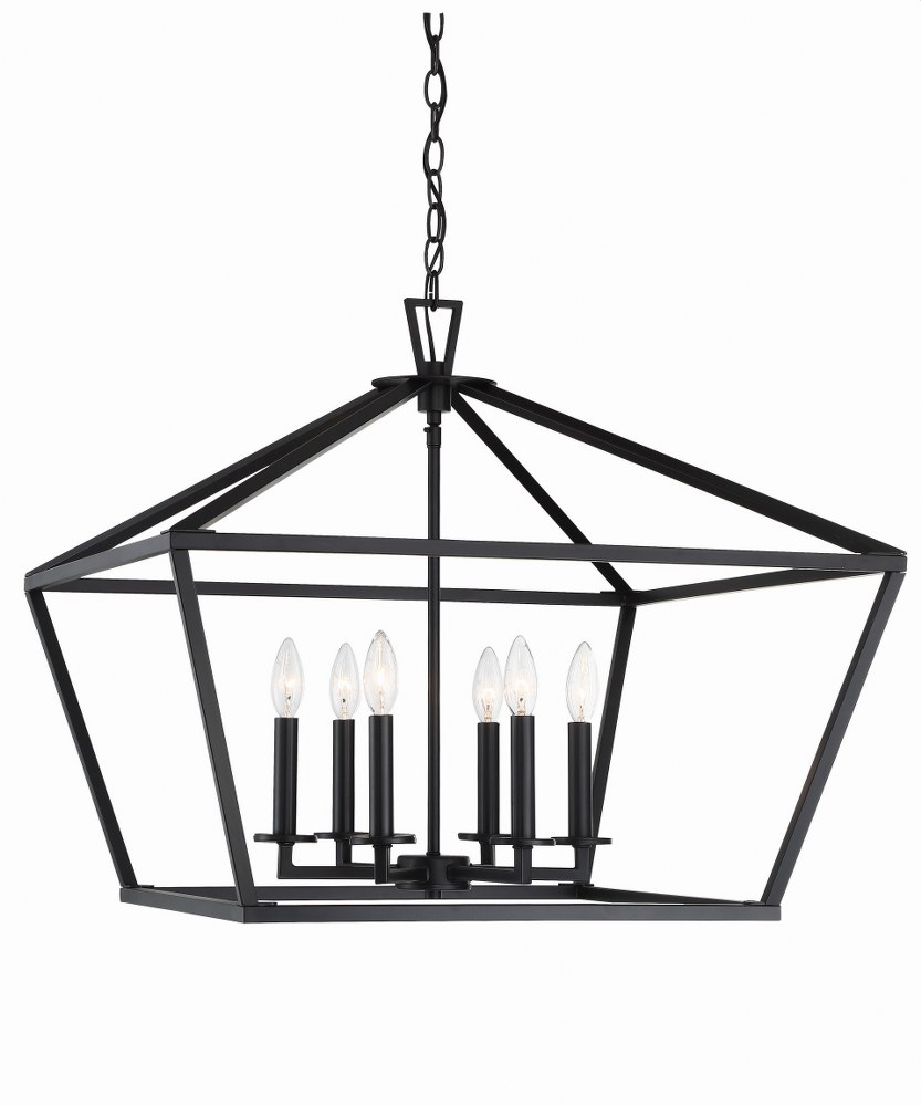 Savoy House-3-325-6-89-6 Light Foyer-Transitional Style with Contemporary and Farmhouse Inspirations-23 inches tall by 26 inches wide   Matte Black Finish