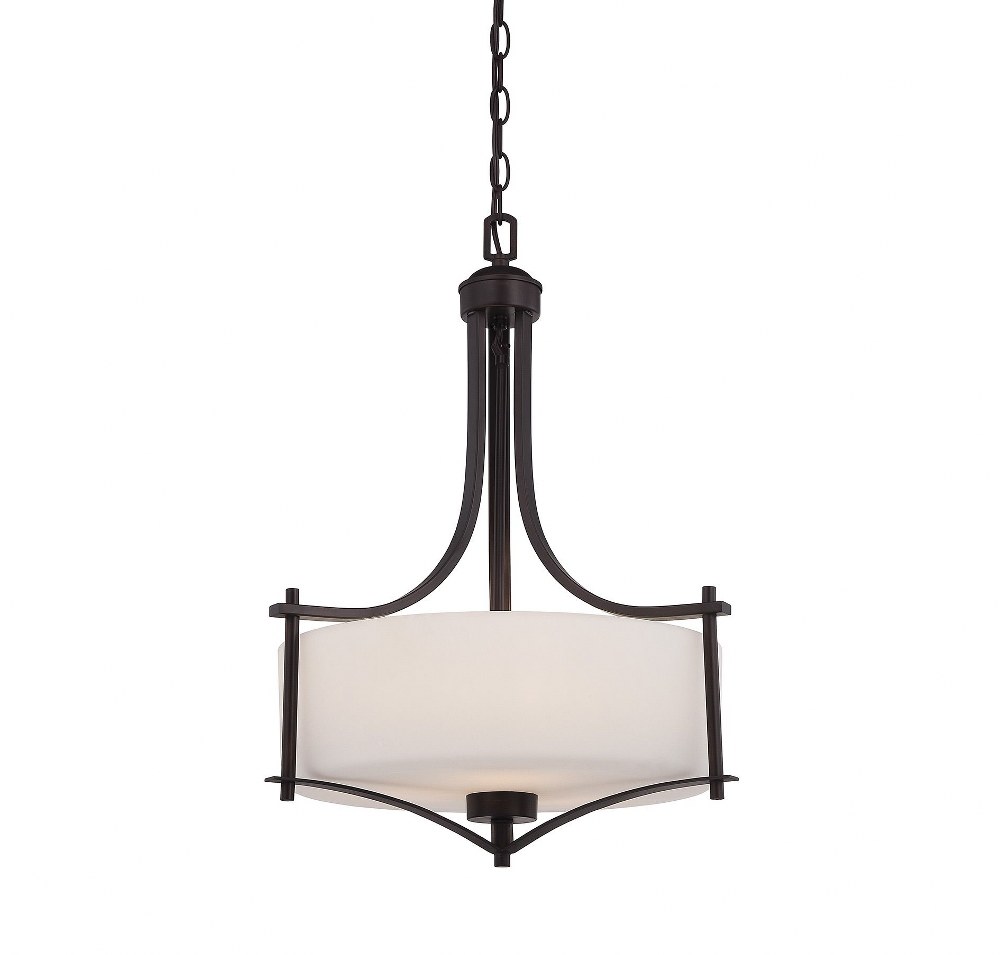 Savoy House-3-333-3-13-3 Light Pendant-Transitional Style with Nautical and Rustic Inspirations-23 inches tall by 18 inches wide   English Bronze Finish with White Opal Glass