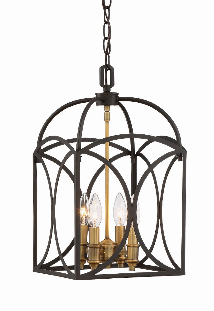 Savoy House-3-4080-4-79-4 Light Small Foyer-Traditional Style with Bohemian and Transitional Inspirations-18 inches tall by 10 inches wide   English Bronze/Warm Brass Finish