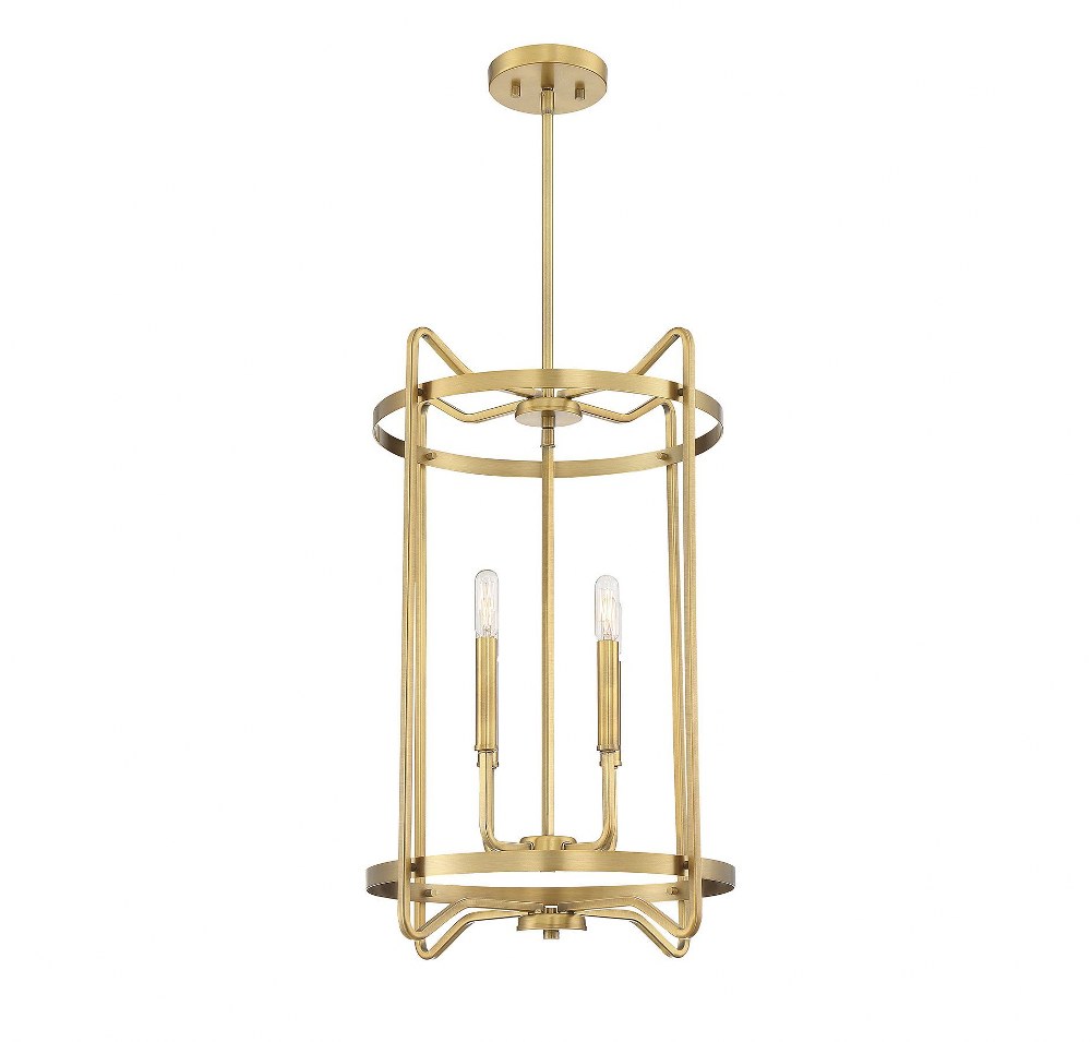 Savoy House-3-4901-4-322-4 Light Foyer-Transitional Style with Farmhouse and Contemporary Inspirations-24 inches tall by 16 inches wide Warm Brass  Warm Brass Finish