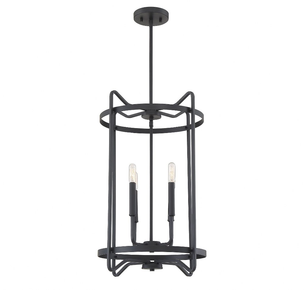 Savoy House-3-4901-4-89-4 Light Foyer-Transitional Style with Farmhouse and Contemporary Inspirations-24 inches tall by 16 inches wide Matte Black  Warm Brass Finish