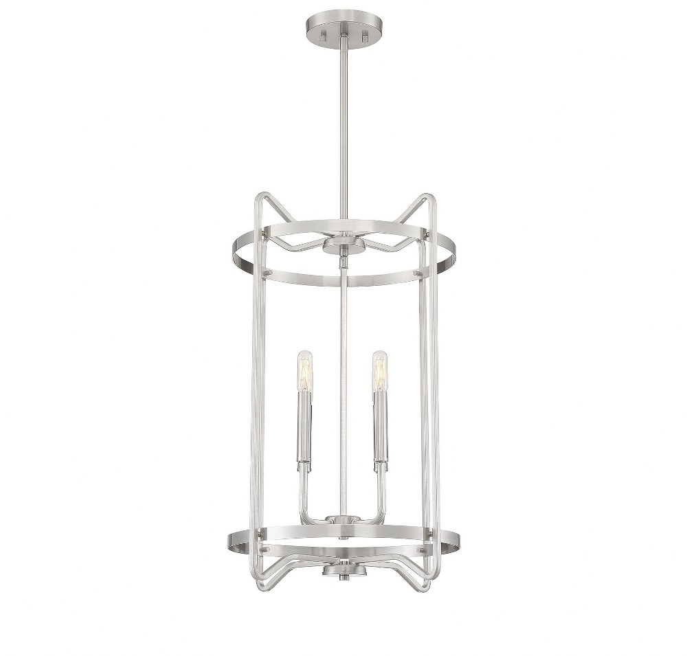 Savoy House-3-4901-4-SN-4 Light Foyer-Transitional Style with Farmhouse and Contemporary Inspirations-24 inches tall by 16 inches wide Satin Nickel  Warm Brass Finish