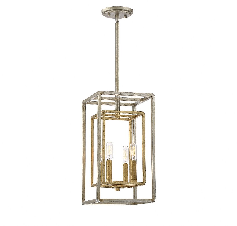 Savoy House-3-821-4-212-4 Light Foyer-Traditional Style with Transitional and Contemporary Inspirations-18.75 inches tall by 9.25 inches wide Argentum/Gold  English Bronze Finish