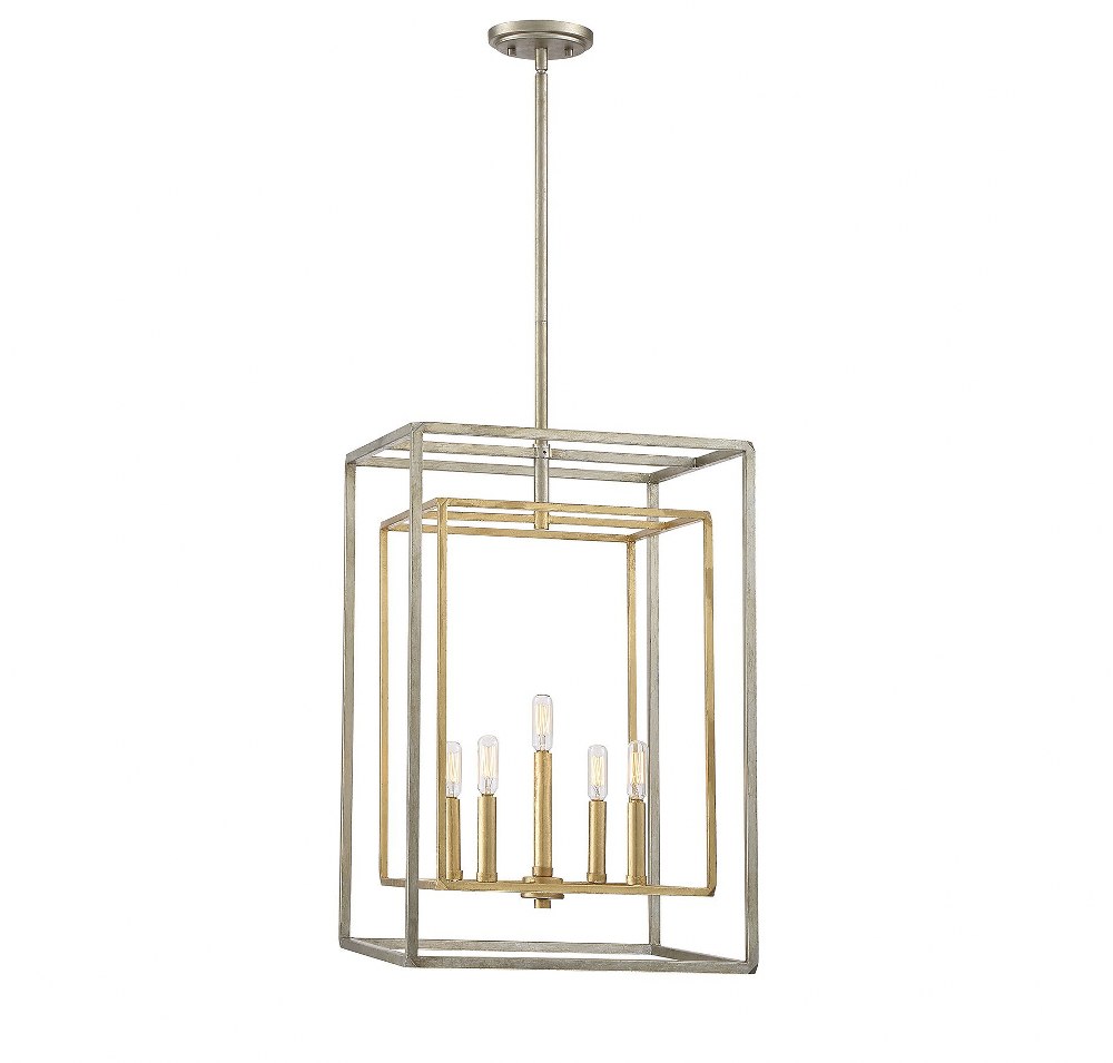 Savoy House-3-822-5-212-5 Light Foyer-Traditional Style with Transitional and Contemporary Inspirations-27 inches tall by 16.25 inches wide Argentum/Gold  English Bronze Finish