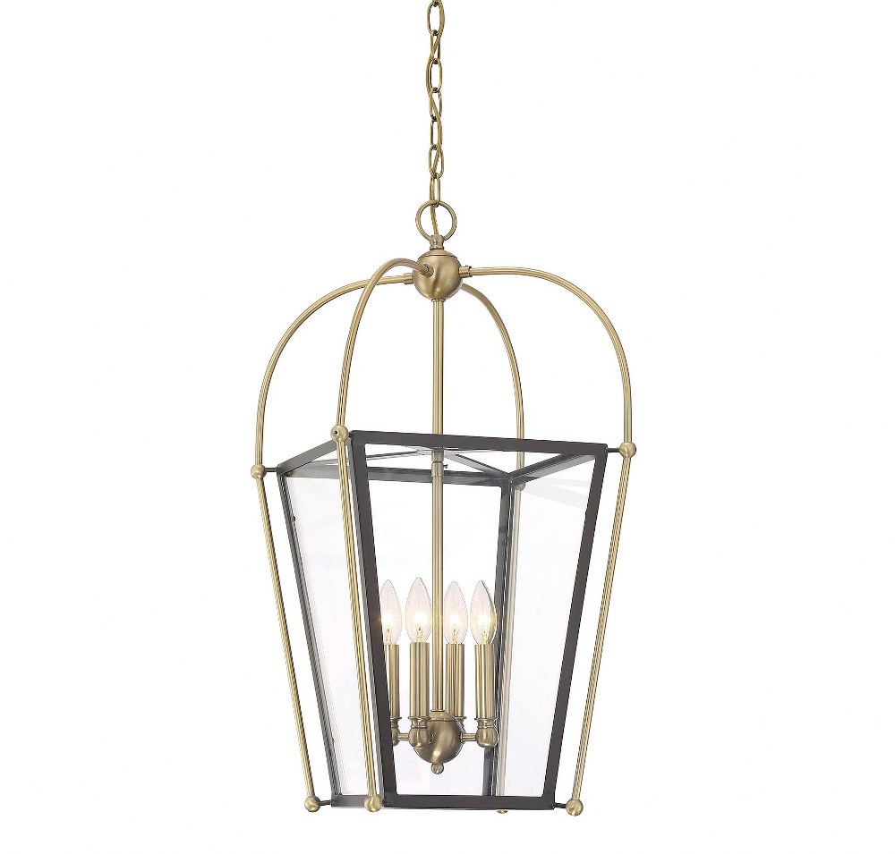 Savoy House-3-9074-4-79-4 Light Foyer-Traditional Style with Transtional and Contemporary Inspirations-28 inches tall by 14 inches wide English Bronze/Warm Brass  English Bronze/Warm Brass Finish with