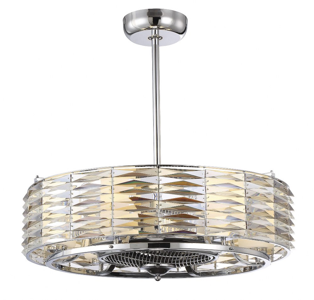 Savoy House-30-333-FD-11-36W 6 LED Fan D lier-Glam Style with Contemporary and Transitional Inspirations-11.25 inches tall by 29.5 inches wide   Polished Chrome Finish with Polished Chrome Blade Finis
