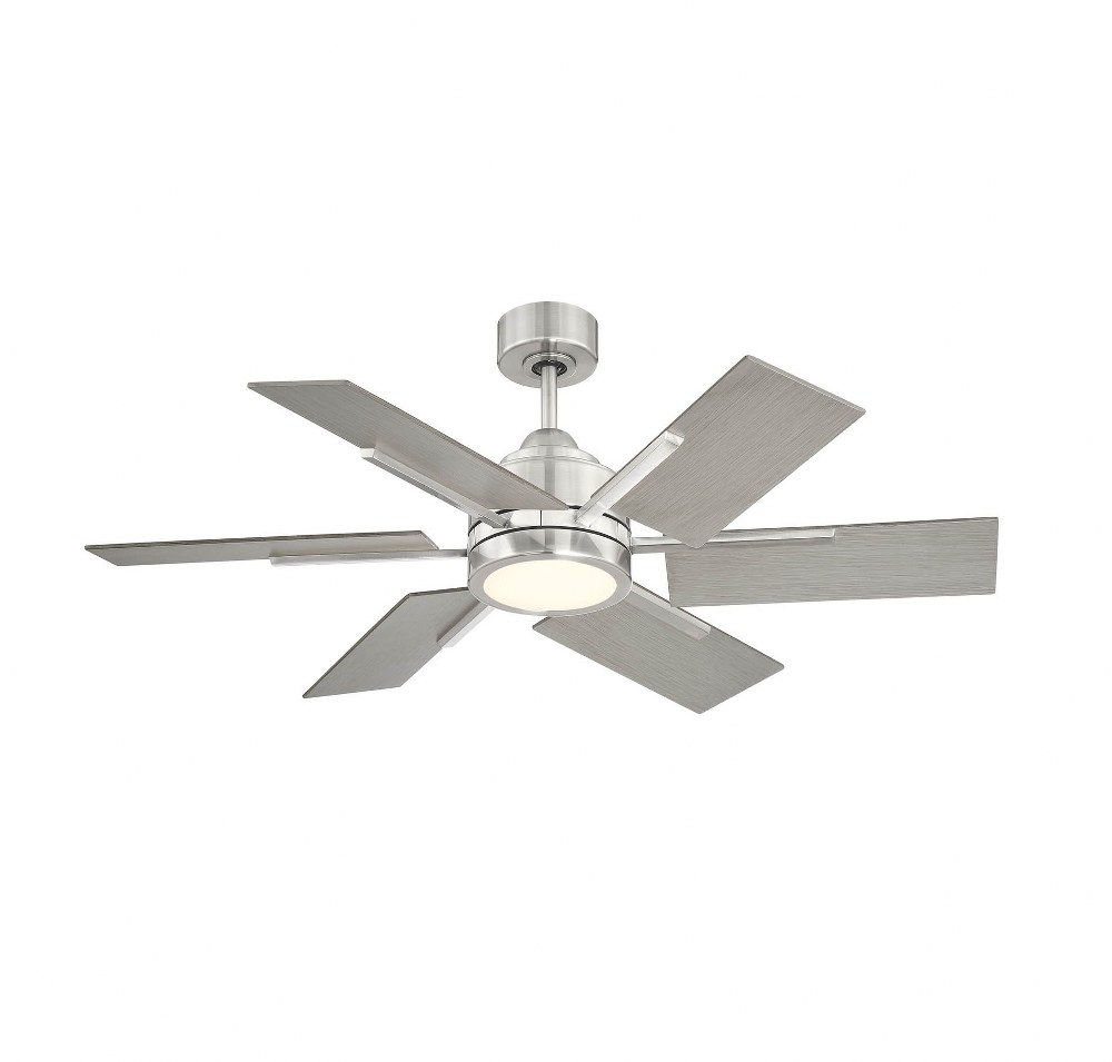 Savoy House-44-770-6GR-187-6 Blade Ceiling Fan with Light Kit-Farmhouse Style with Contemporary and Rustic Inspirations-8.07 inches tall by 44 inches wide Brushed Pewter  Galvanized Finish with Weathe