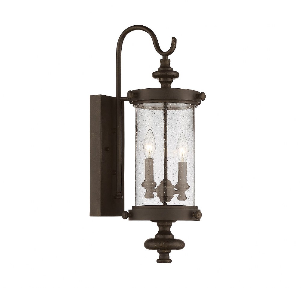Savoy House-5-1220-40-2 Light Outdoor Wall Lantern-Transitional Style with Rustic and Modern Farmhouse Inspirations-24 inches tall by 7.5 inches wide   Walnut Patina Finish with Clear Seeded Glass