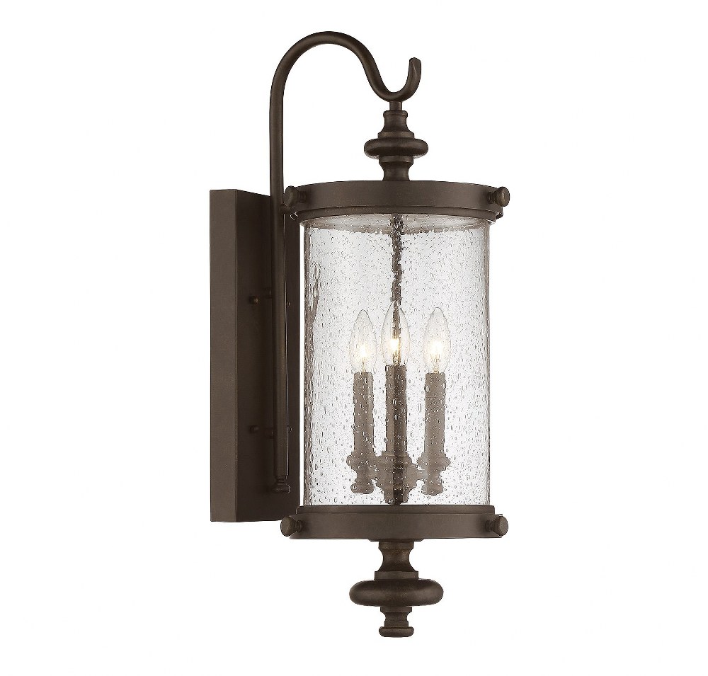 Savoy House-5-1221-40-3 Light Outdoor Wall Lantern-Transitional Style with Rustic and Modern Farmhouse Inspirations-26 inches tall by 9 inches wide   Walnut Patina Finish with Clear Seeded Glass