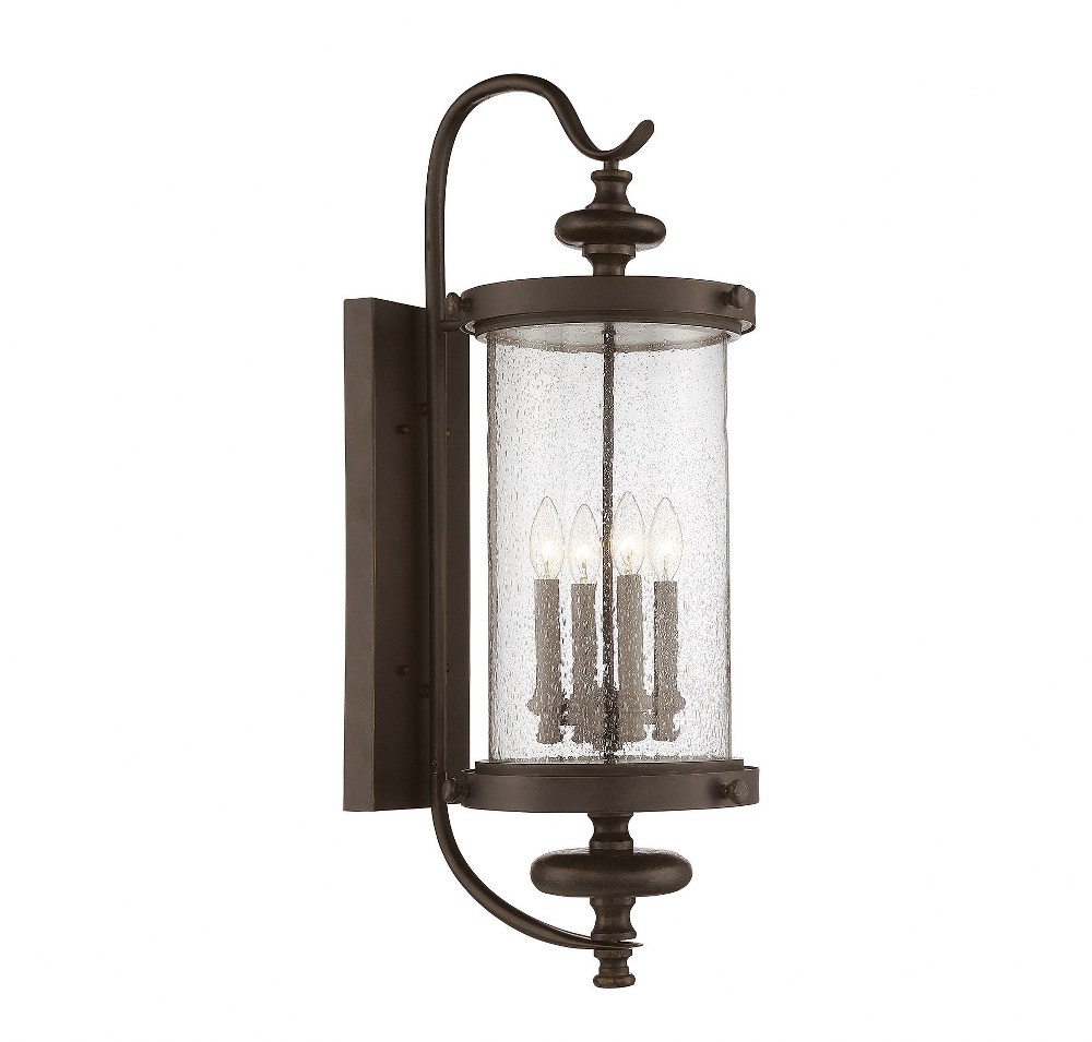 Savoy House-5-1224-40-4 Light Outdoor Wall Lantern-Transitional Style with Rustic and Modern Farmhouse Inspirations-33.5 inches tall by 11 inches wide   Walnut Patina Finish with Clear Seeded Glass
