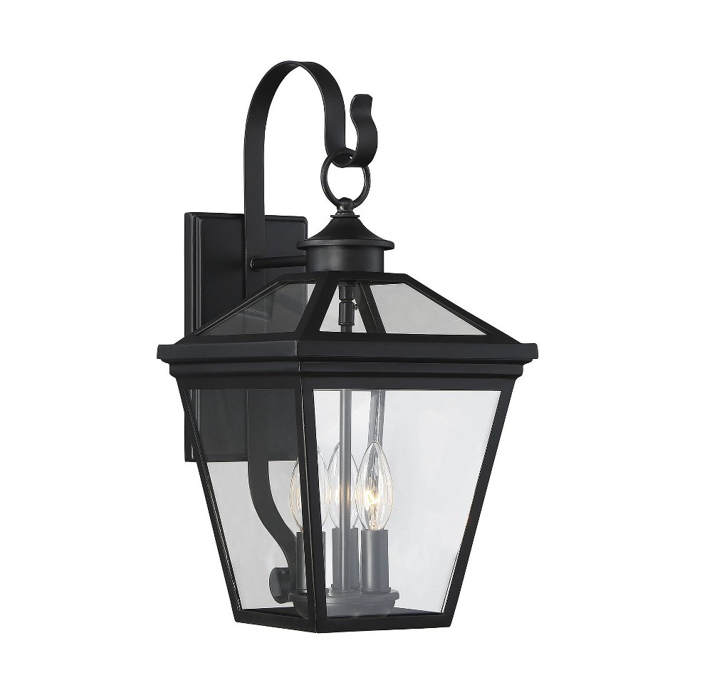 Savoy House-5-141-BK-3 Light Outdoor Wall Lantern-Modern Farmhouse Style with Rustic and Transitional Inspirations-19 inches tall by 9 inches wide Black  English Bronze Finish with Clear Glass