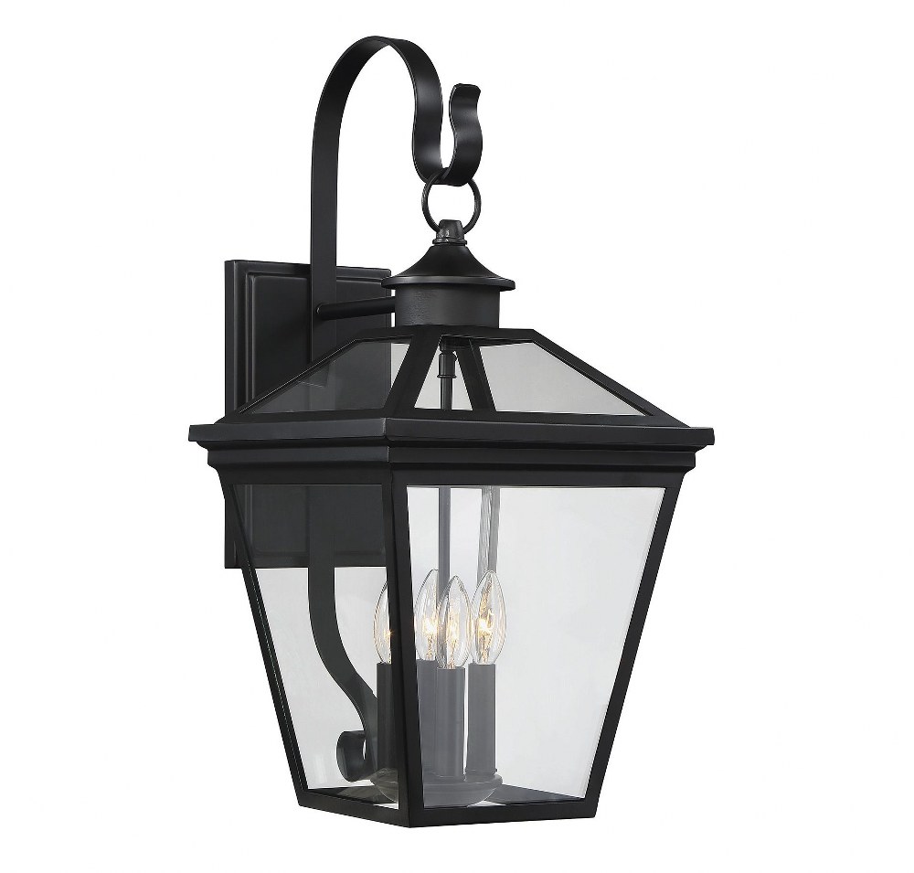 Savoy House-5-142-BK-4 Light Outdoor Wall Lantern-Modern Farmhouse Style with Rustic and Transitional Inspirations-25.25 inches tall by 12 inches wide Black  English Bronze Finish with Clear Glass