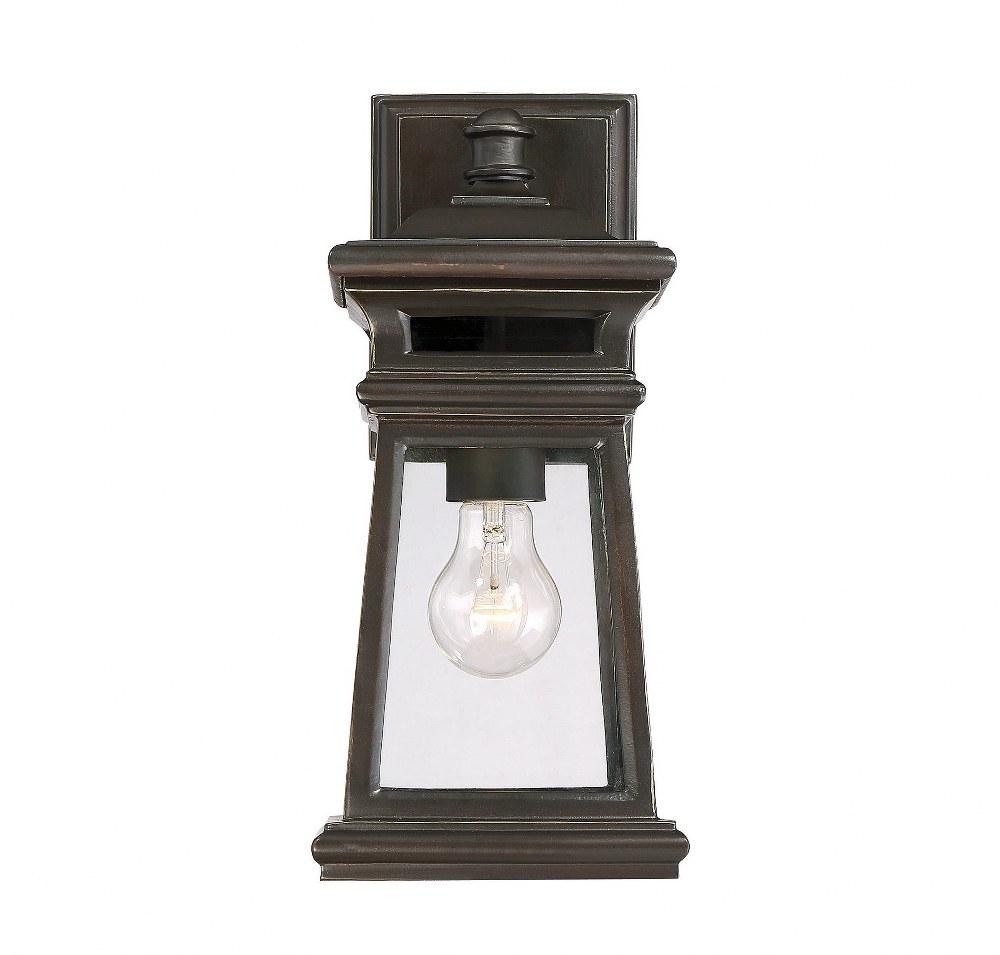 Savoy House-5-240-213-1 Light Outdoor Wall Lantern-Traditional Style with Transitional and Contemporary Inspirations-13.75 inches tall by 6.25 inches wide   English Bronze/Gold Finish with Clear Glass