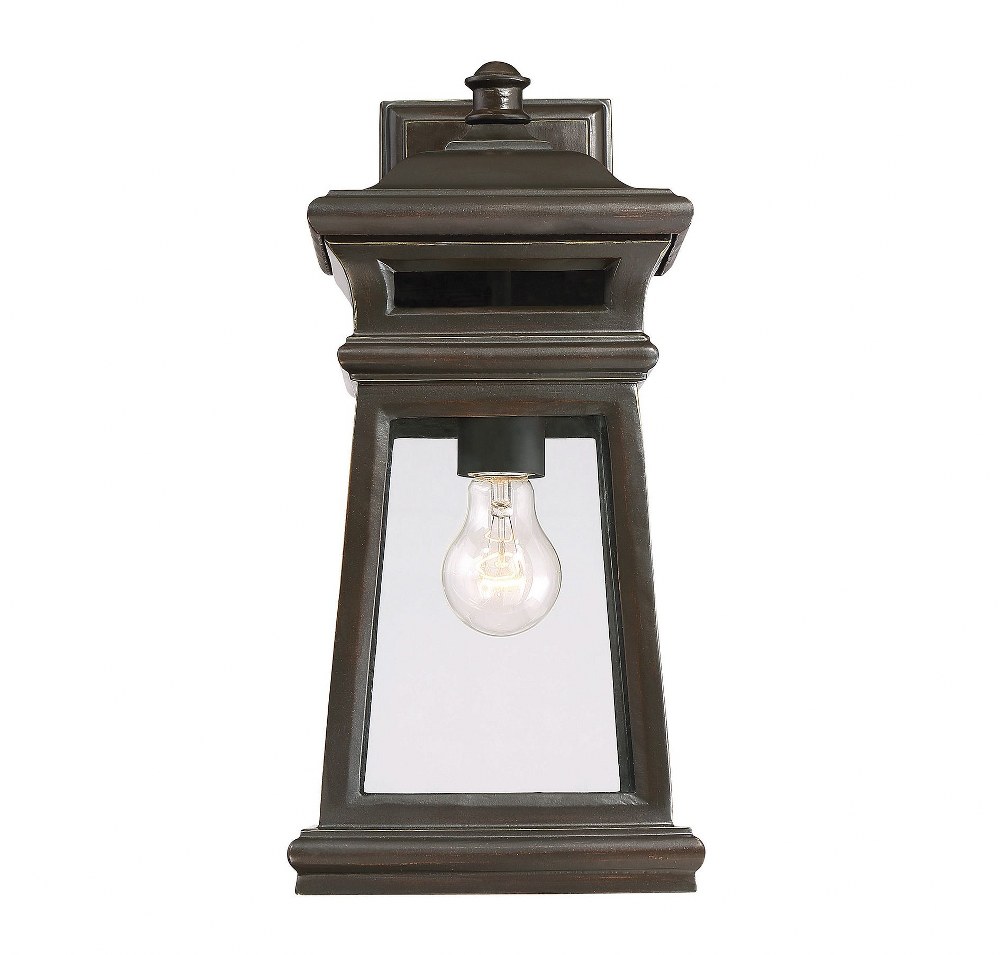 Savoy House-5-241-213-1 Light Outdoor Wall Lantern-Traditional Style with Transitional and Contemporary Inspirations-15.94 inches tall by 7.75 inches wide   English Bronze/Gold Finish with Clear Glass