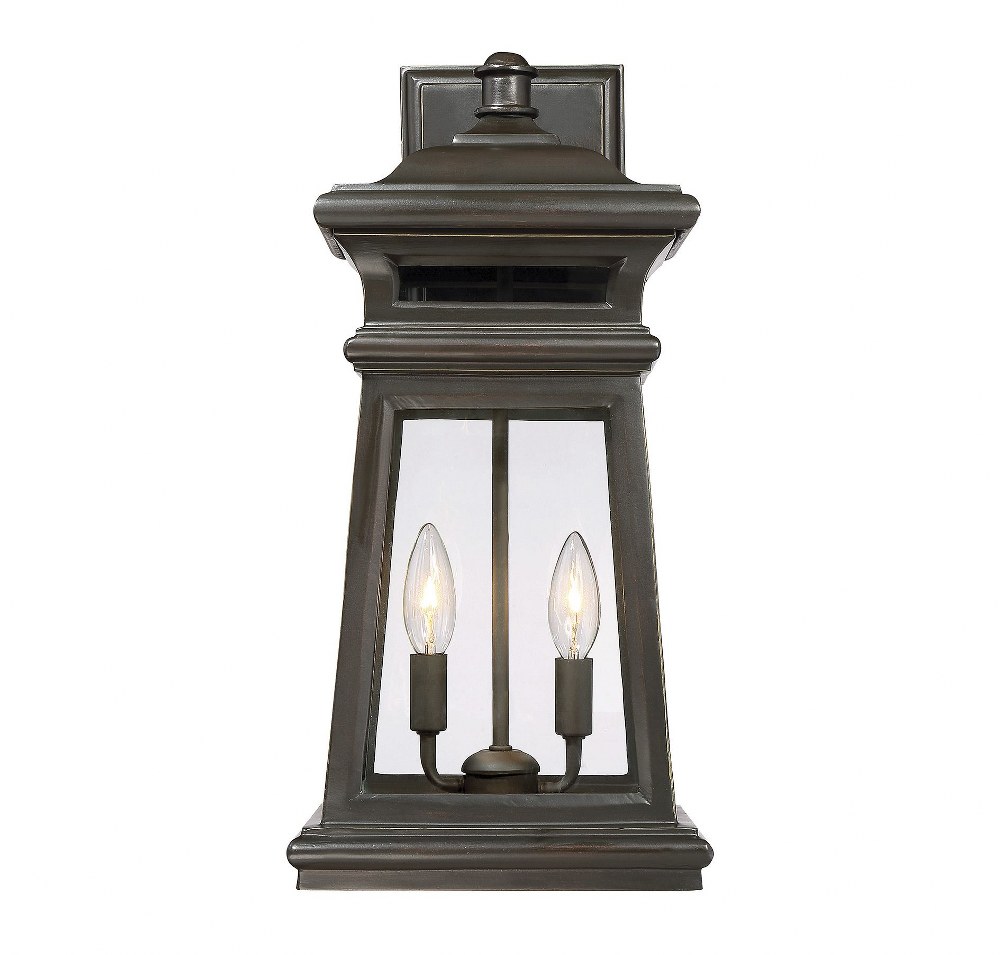 Savoy House-5-242-213-2 Light Outdoor Wall Lantern-Traditional Style with Transitional and Contemporary Inspirations-19.25 inches tall by 9.25 inches wide   English Bronze/Gold Finish with Clear Glass