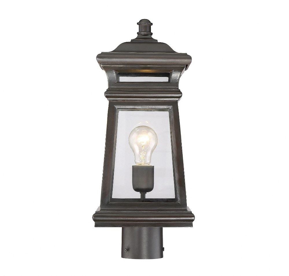 Savoy House-5-244-213-1 Light Outdoor Post Lantern-Traditional Style with Transitional and Contemporary Inspirations-18.38 inches tall by 7.75 inches wide   English Bronze/Gold Finish with Clear Glass